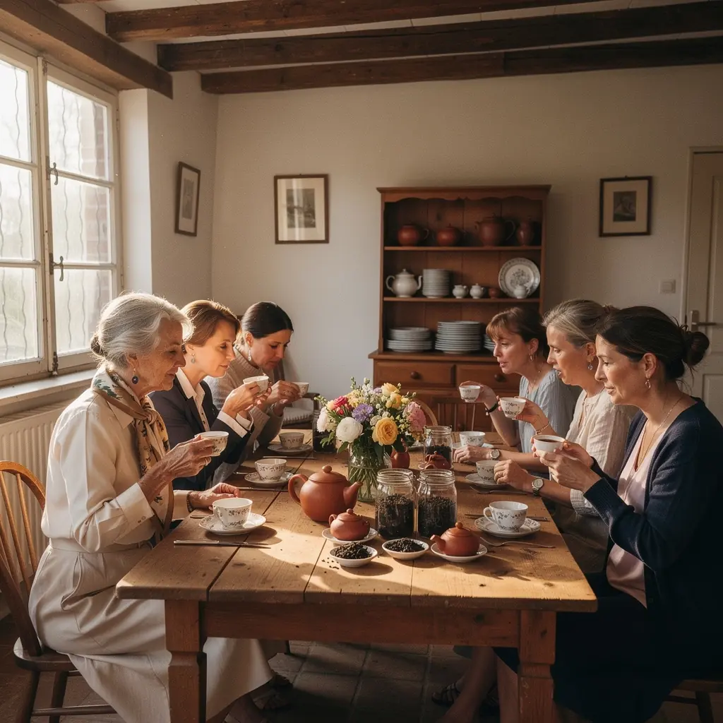 DГ©tail de la texture des feuilles de thГ© Oolong, montrant leur complexitГ© et leur finesse.